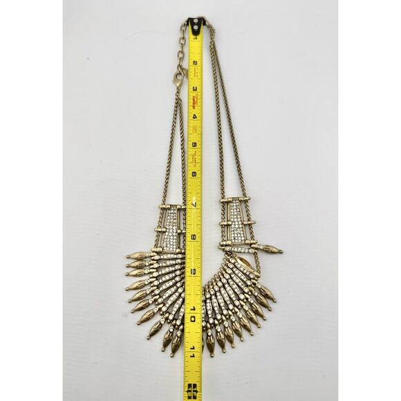 St Thomas Tribal Gold Tone Rhinestone Necklace Egypt Revival - Picture 6 of 7